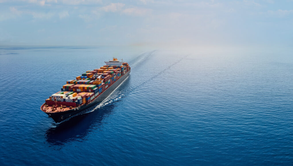 Aerial,Panorama,Of,A,Cargo,Ship,Carrying,Container,For,Import