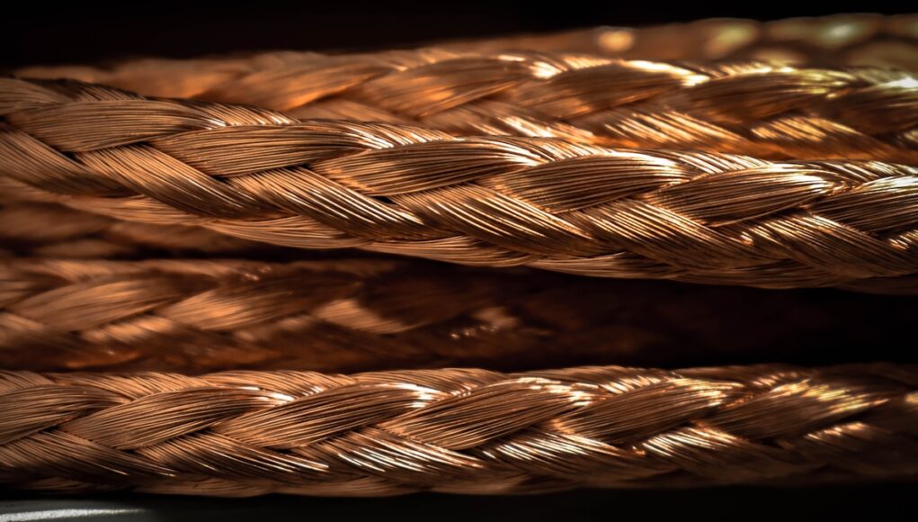 a close up of a rope on a black background