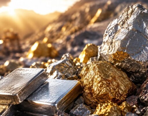 Almonty-Aktie: Ist sie wirklich massiv unterbewertet? Gold bars resting on a rocky ground at a sunlit mining site.