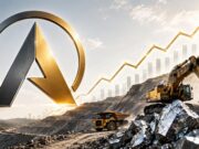 Almonty mit +77% – neues Rekordhoch möglich? Arch Linux logo looming over a mining site with excavator and dump truck, plus a rising chart suggesting growth or progress.
