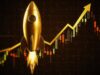 Cambria Gold Mines-Aktie: Setzt sich die Bodenbildung fort? Golden rocket launching beside a rising stock chart, symbolizing rapid growth in market or startup success.
