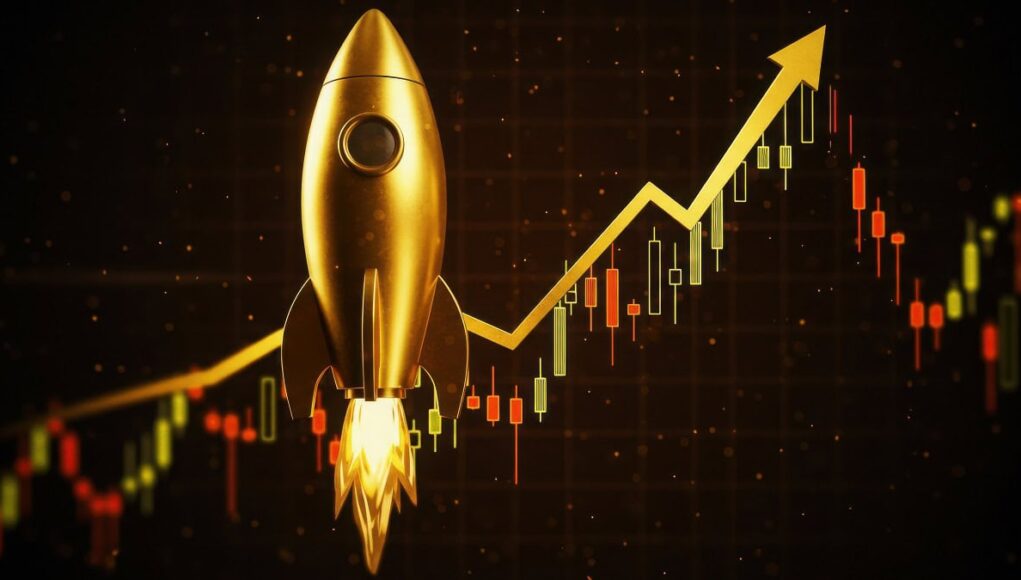 Cambria-Gold-Mines-Aktie-Setzt-sich-die-Bodenbildung-fort.jpeg Golden rocket launching beside a rising stock chart, symbolizing rapid growth in market or startup success.