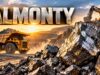 Almonty-Aktie: Vier Kurstreiber für den Turnaround? Sunset mining site with a large dump truck and excavator amid rocky piles; 'ALMONTY' text overlay.