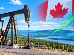 Bonterra Energy: Diese kleine Öl- und Gas-Aktie läuft jetzt heiß Oil pump jack with a Canadian flag and rising stock/price chart in the sky, suggesting growth in Canada’s energy sector