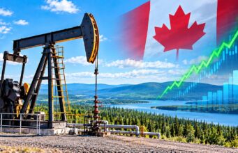 Bonterra Energy: Diese kleine Öl- und Gas-Aktie läuft jetzt heiß Oil pump jack with a Canadian flag and rising stock/price chart in the sky, suggesting growth in Canada’s energy sector