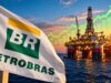 Petrobras-Aktie: +116% nach Kaufttipp – plus Mega-Dividende! Petrobras flag beside an offshore oil platform at sunset with a bright green growth chart overlay.